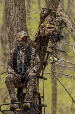 bowhunter in a treestand