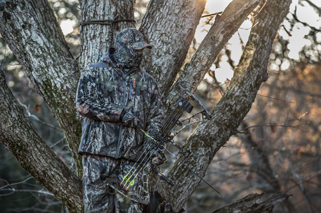 Bowhunter in treestand