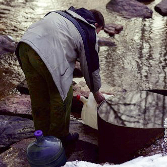 gathering water