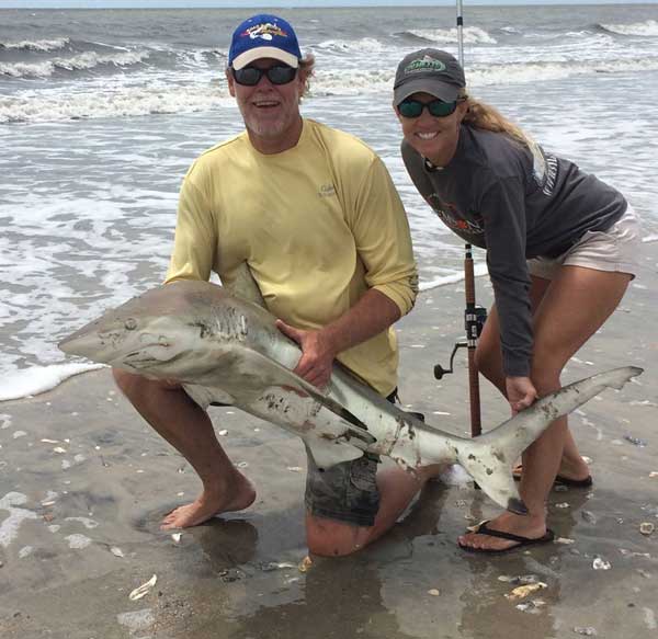 shark fishing from the shore