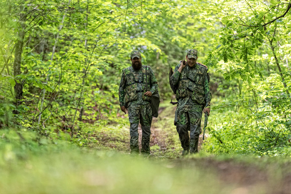 turkey hunters walking