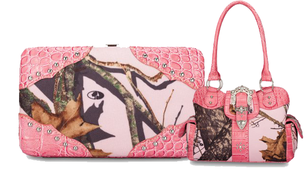 pink camo  purse and wallet