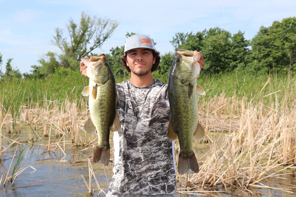Tristen Turley bass fishing with a jig