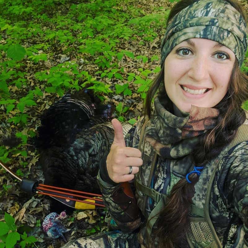 Beka Garris bowhunting turkey