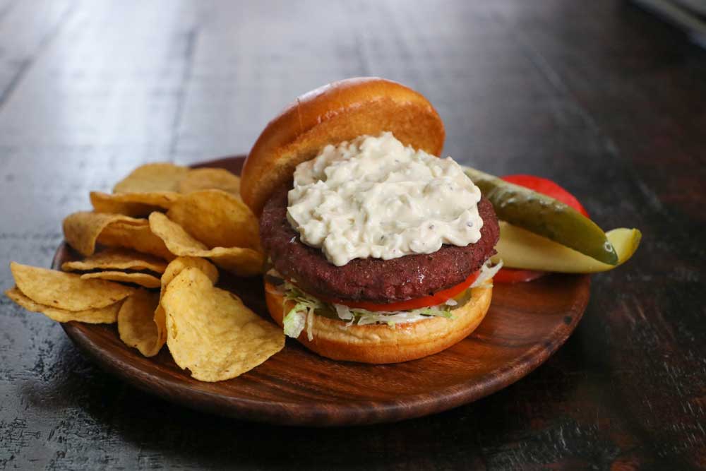 black and blue venison burger