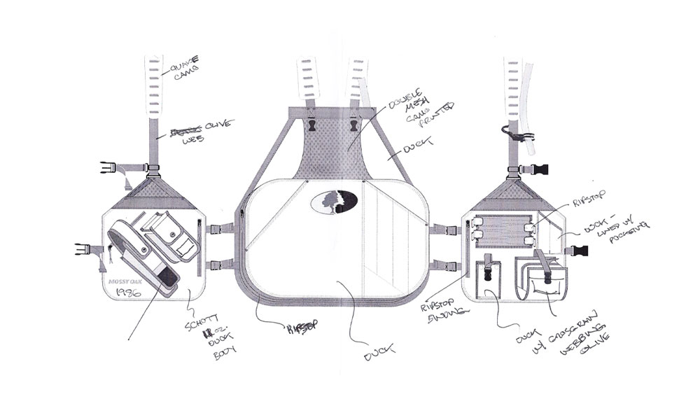 Notes and line drawing for Bob Dixon Vest