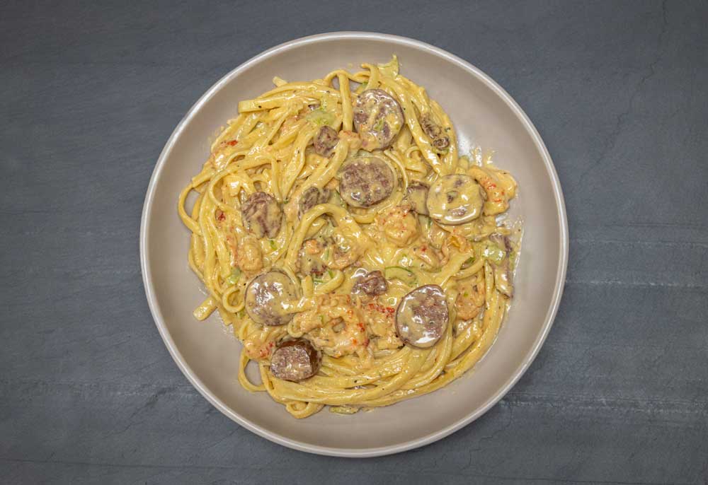 Cajun Alfredo Pasta with duck sausage recipe