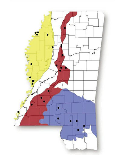 capture locations of does in Mississippi