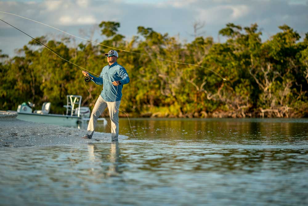 fly fishing from the bank