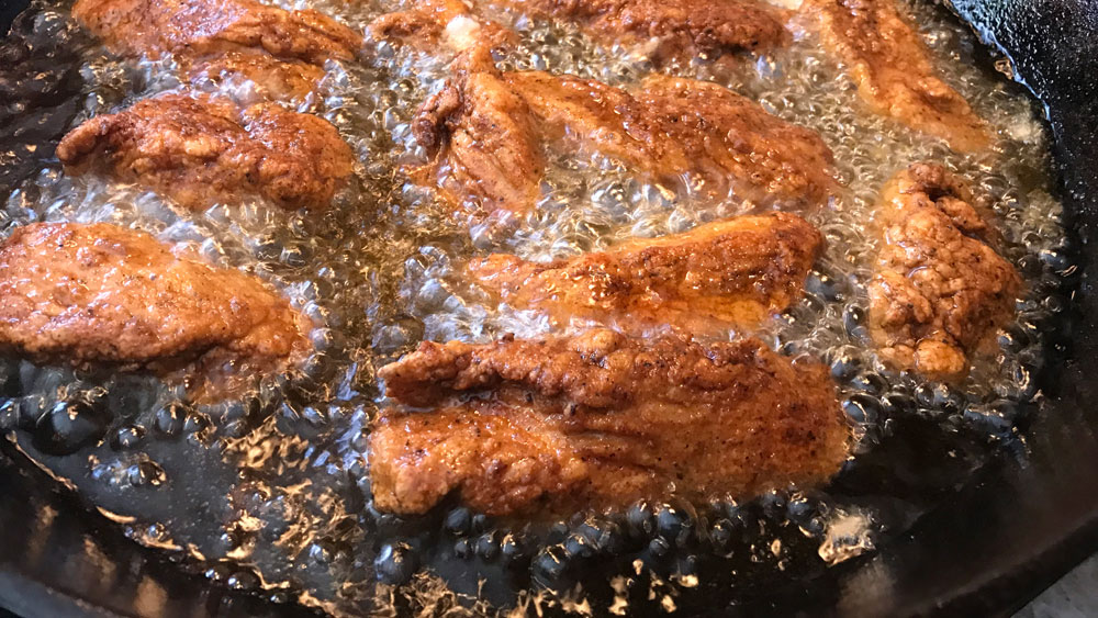 frying with cast iron