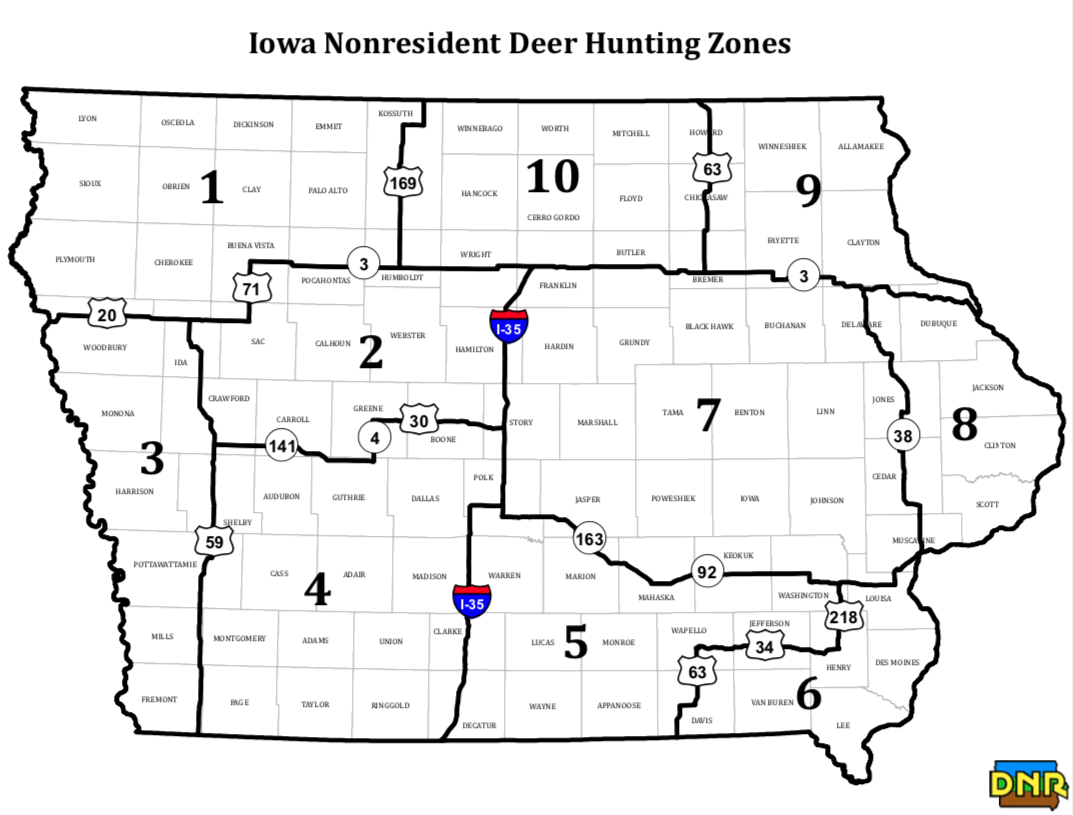 Iowa Deer Hunting Zones Map