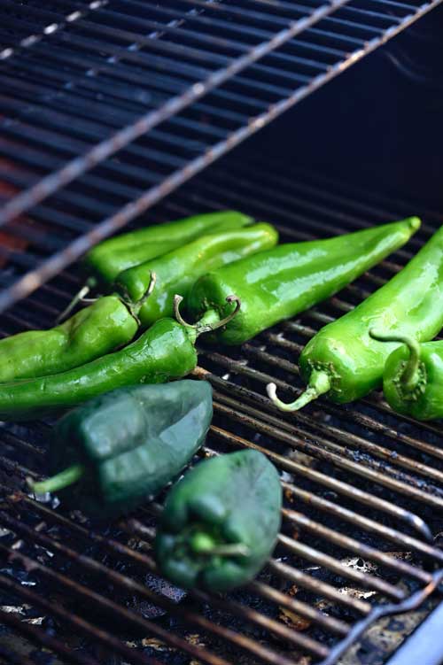 mexican chilies on grill