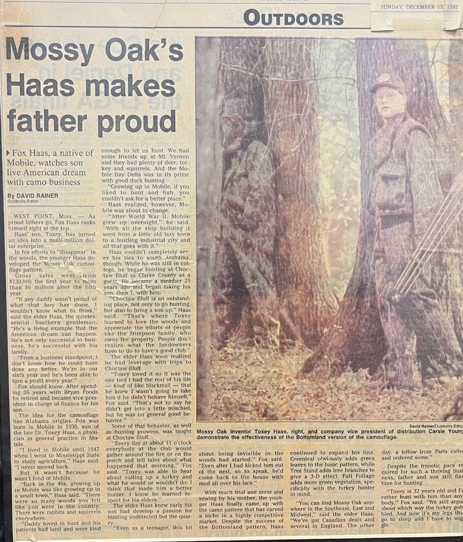 newspaper article about fox haas
