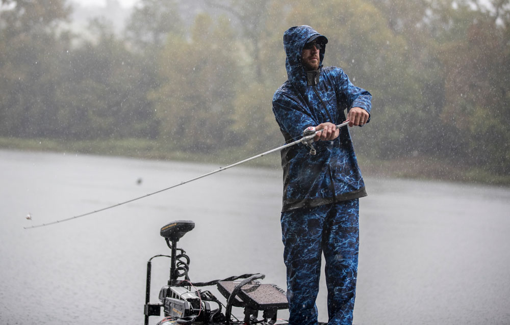 Ott DeFoe rainy fishing
