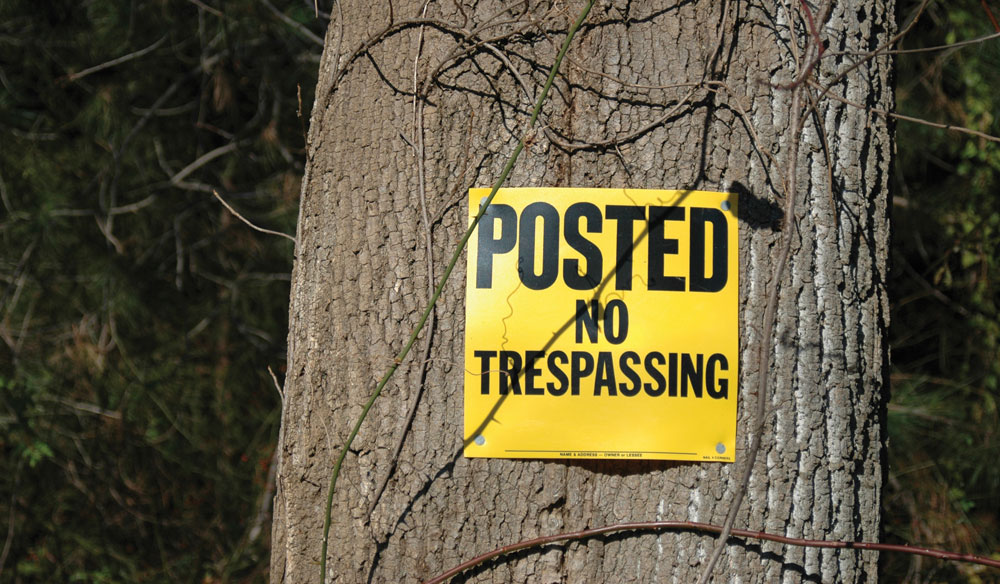 Posted No Trespass sign
