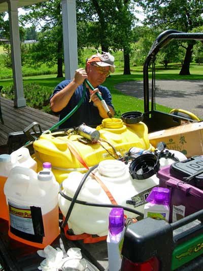 preparing herbicide for food plot