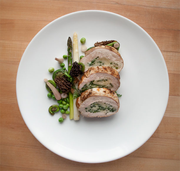 roasted wild turkey stuffed with cheese mushrooms leek