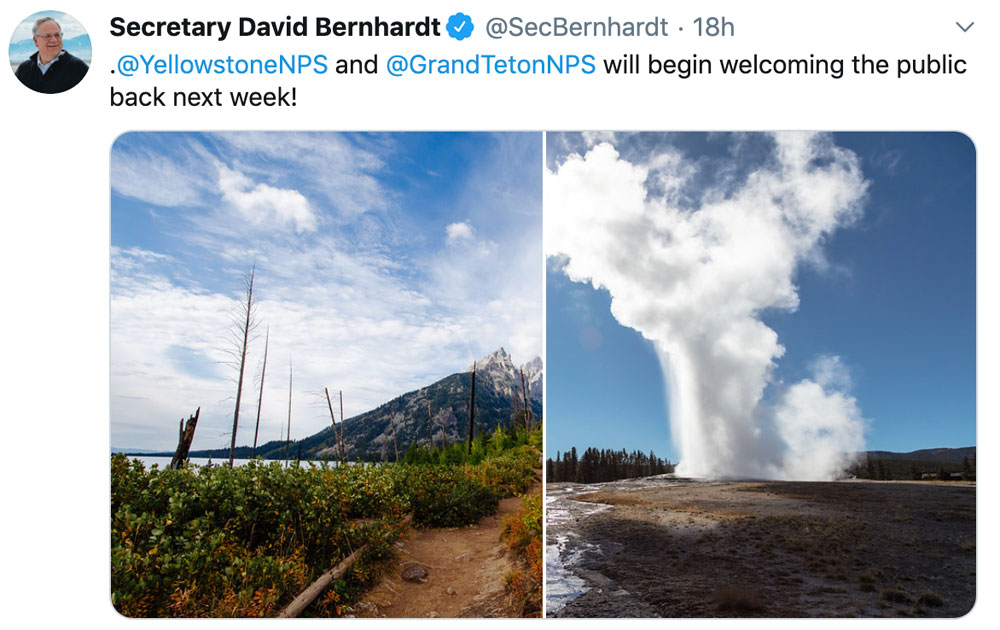 Secretary Bernhardt tweet
