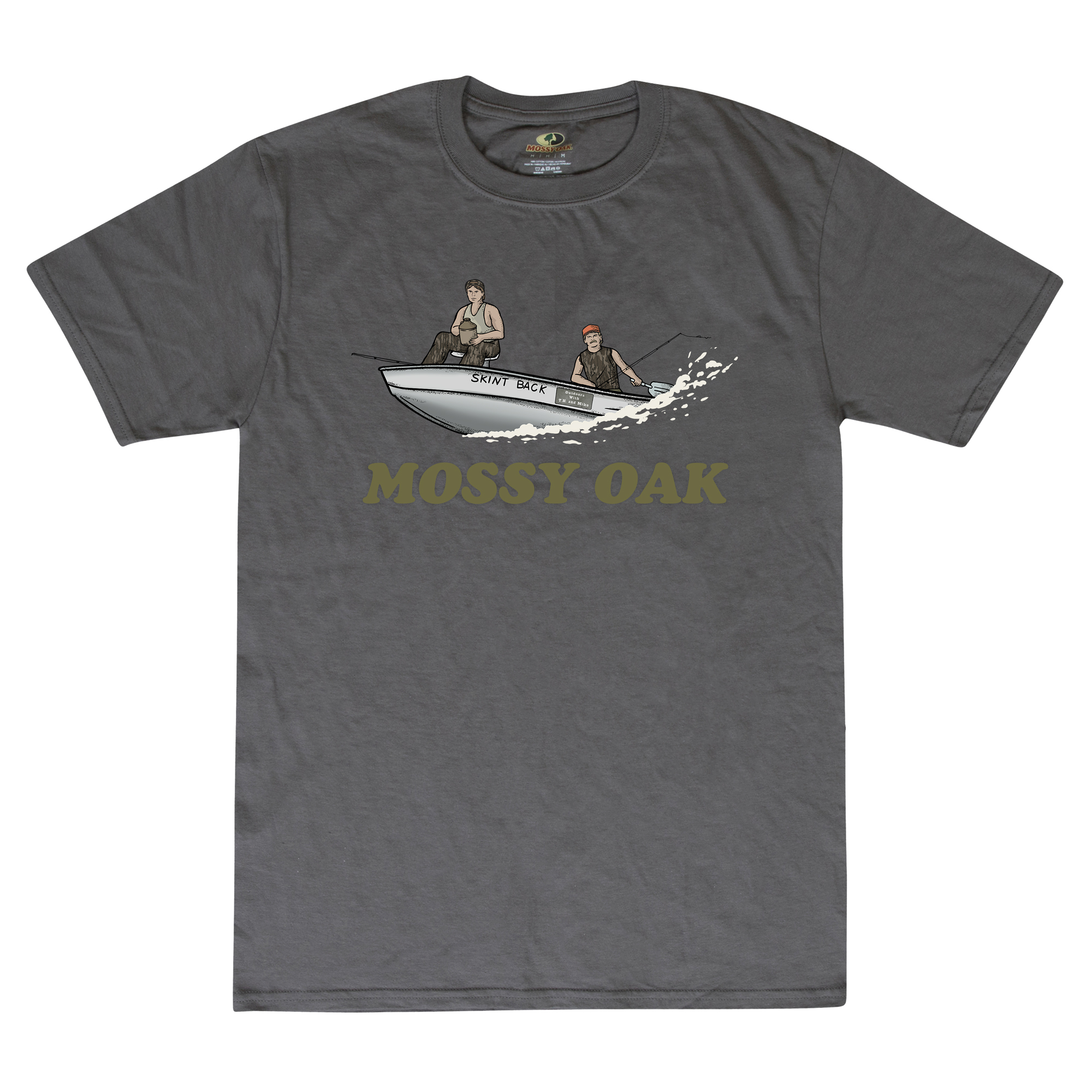 tk and mike t shirt of them riding on a John boat