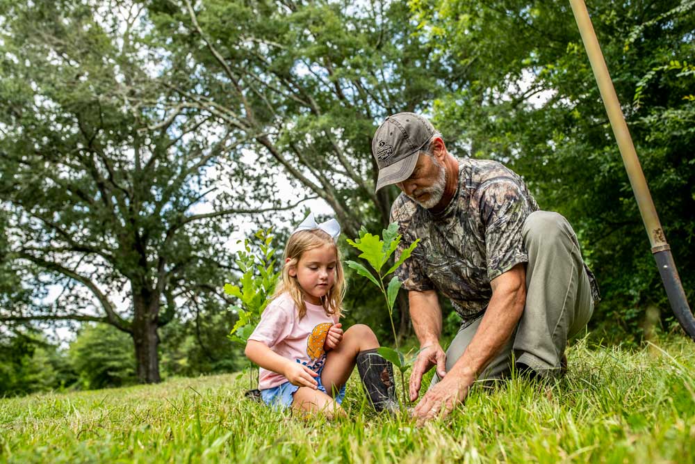 Toxey and Evie planting