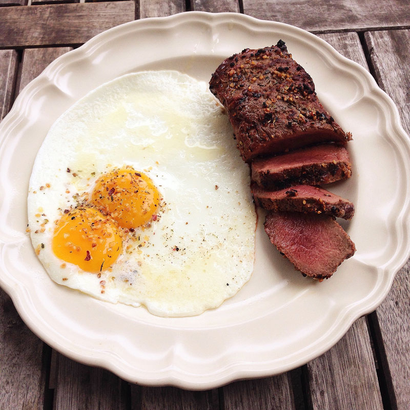 venison steak and eggs