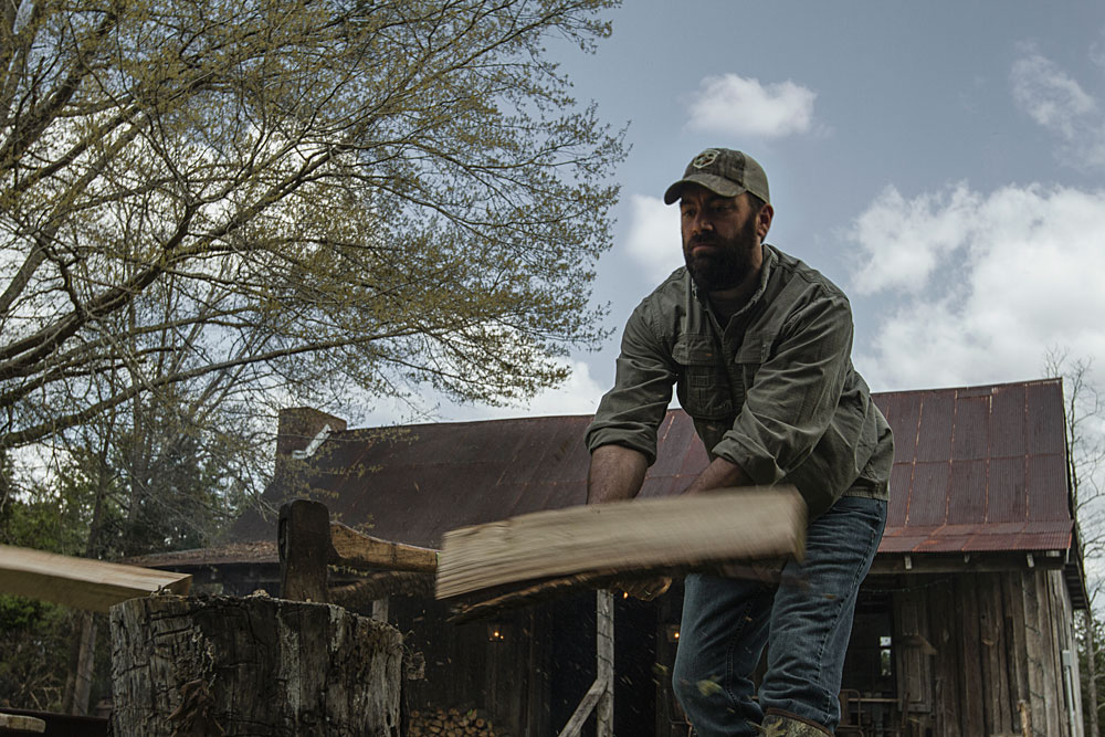 chopping wood