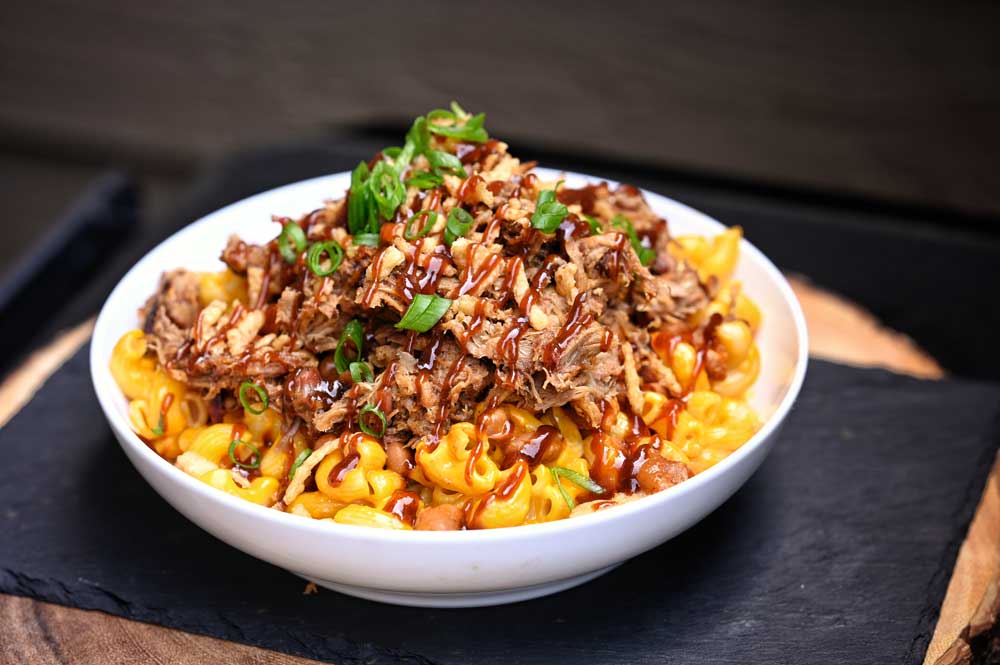 BBQ wild boar macaroni soul bowl