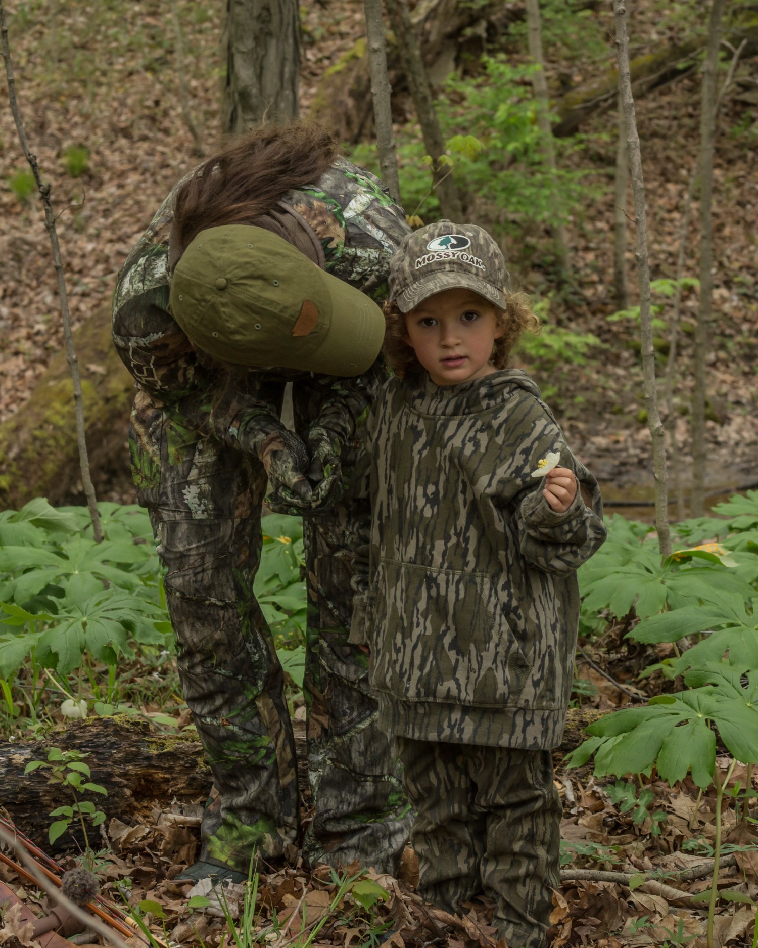 beka garris and her daughter in the woods