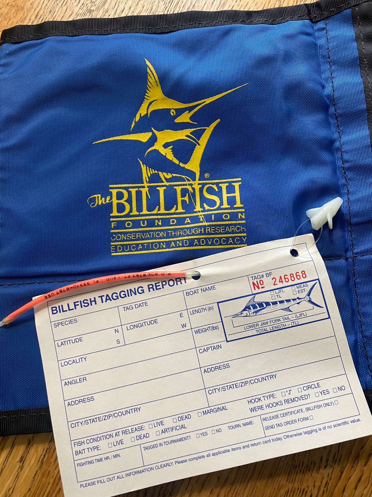 billfish tag card