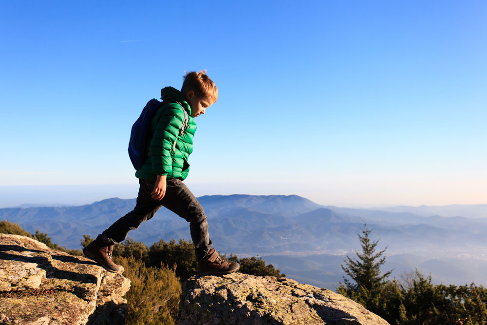 boy hiking