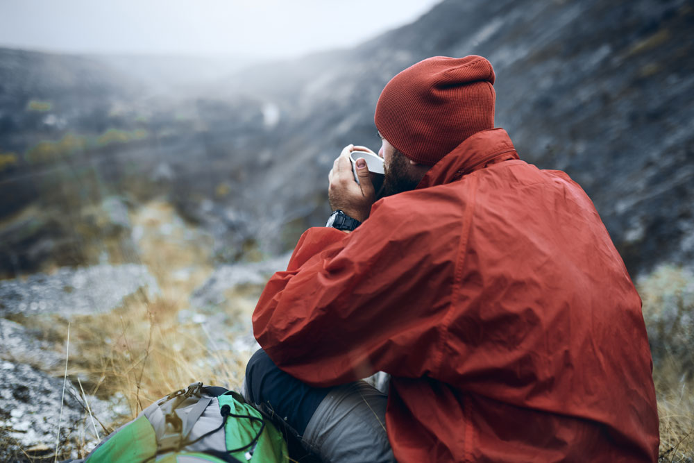 camper drinking coffee