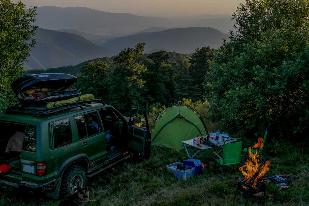 car camping night