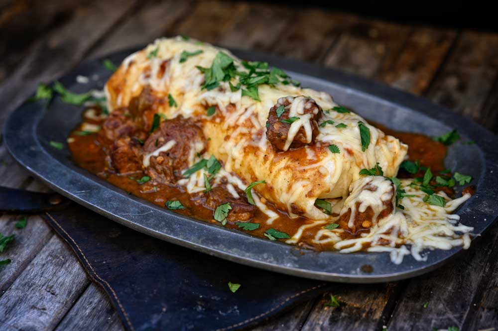 venison chili colorado burrito