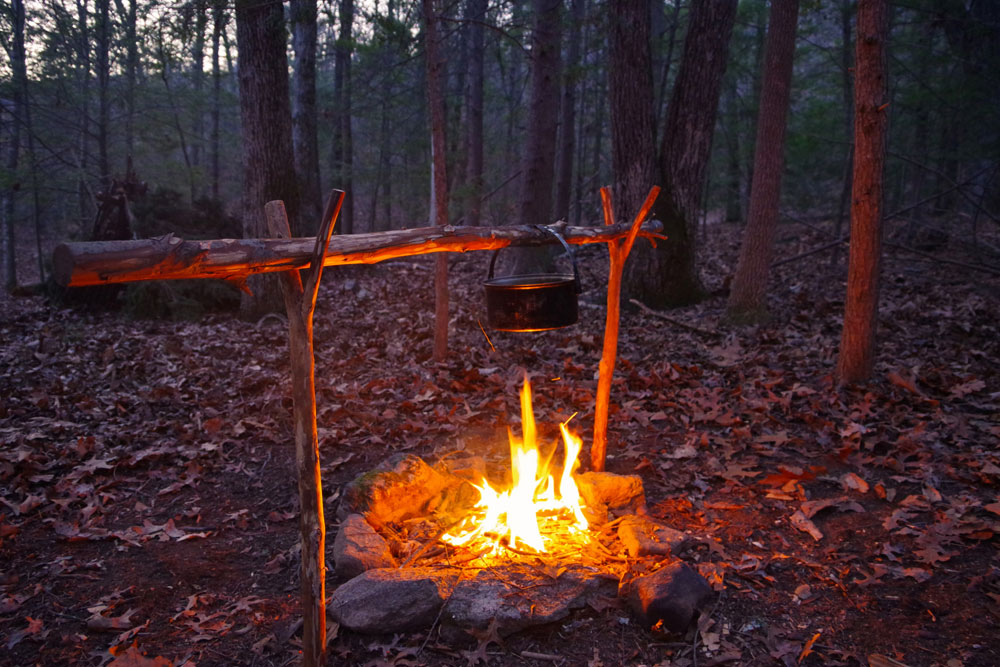 cooking over a campfire