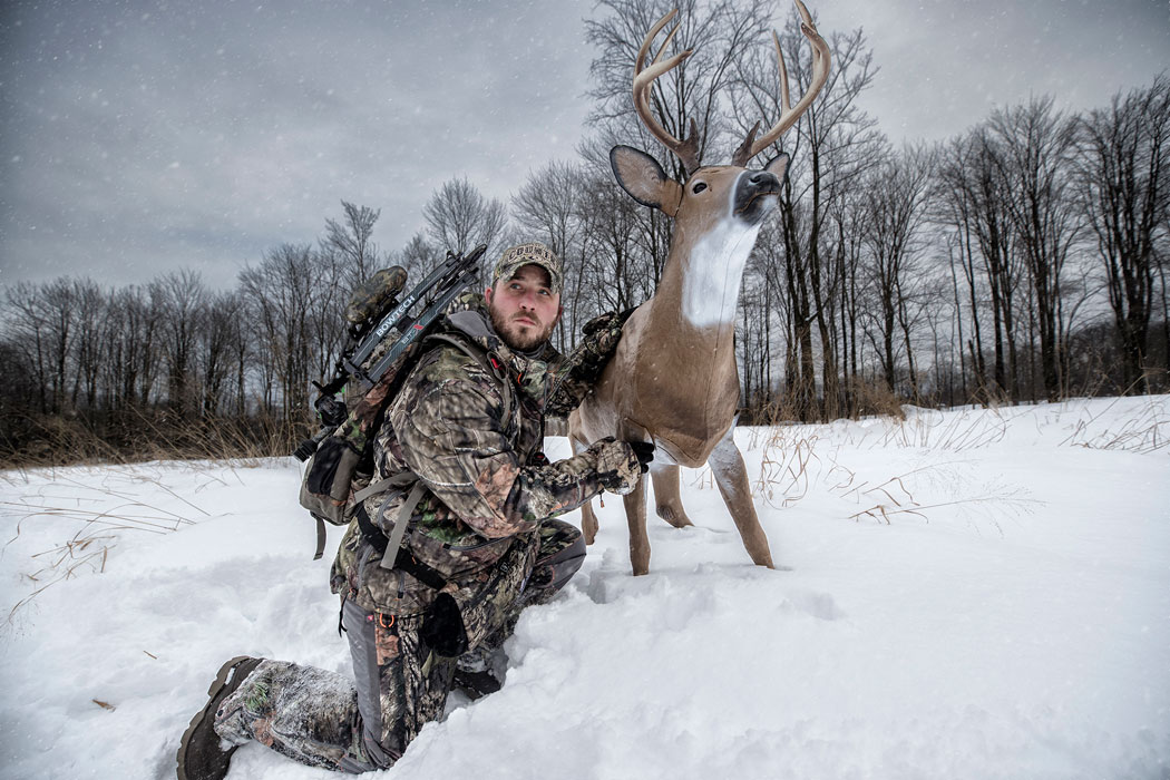 hunter with deer decoy