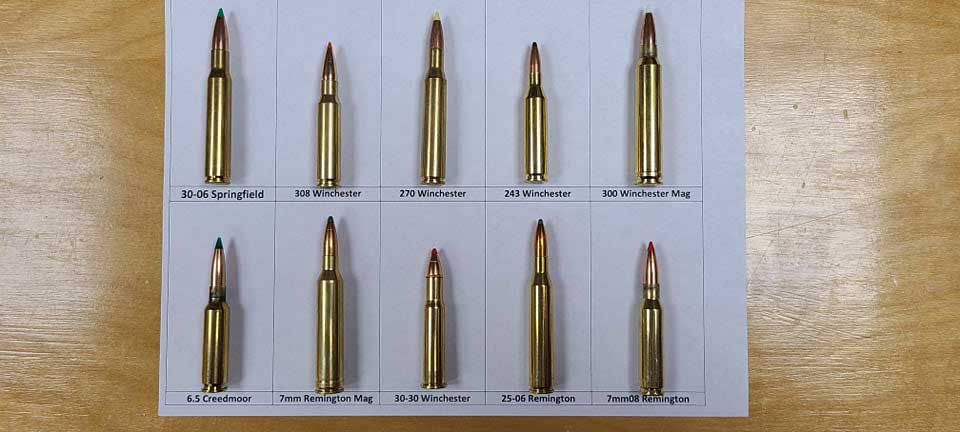 different calibers of bullets
