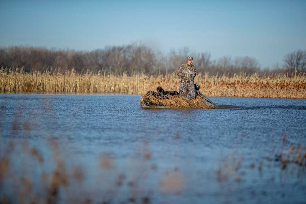 duck hunter with decoys