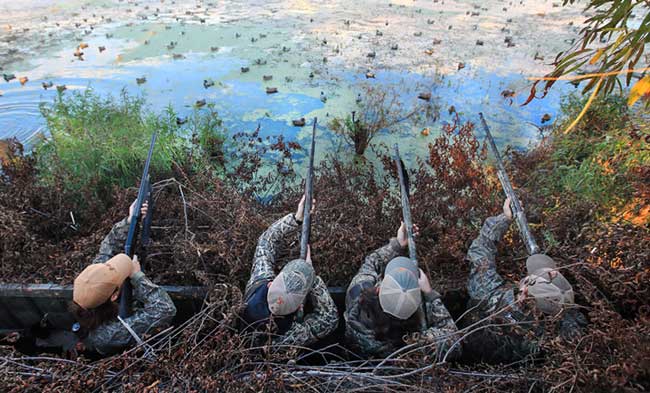 hunters in a duck blind