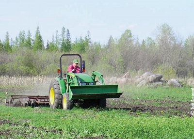 mowing with tractor