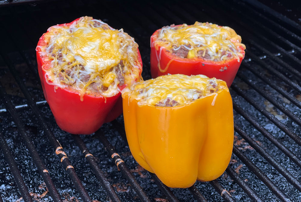 stuffed bell peppers on the grill