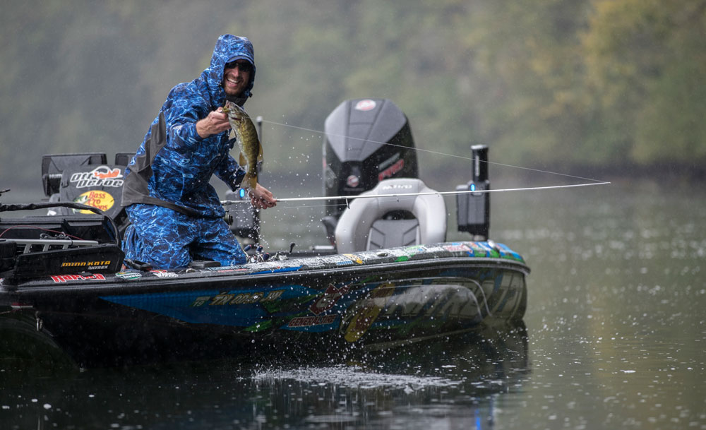 Ott DeFoe fishing in the rain