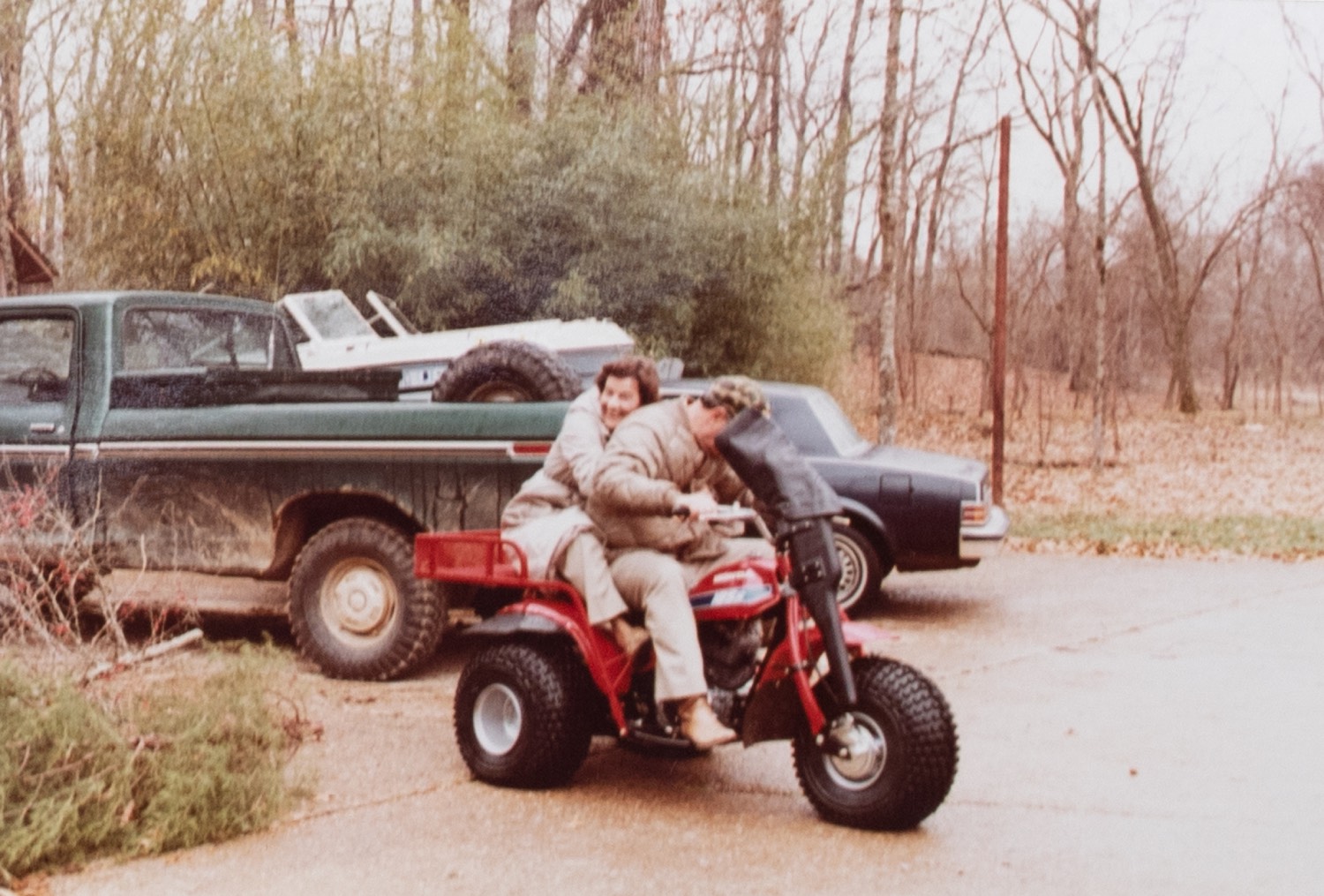 fox and Evelyn haas on a motorcycle