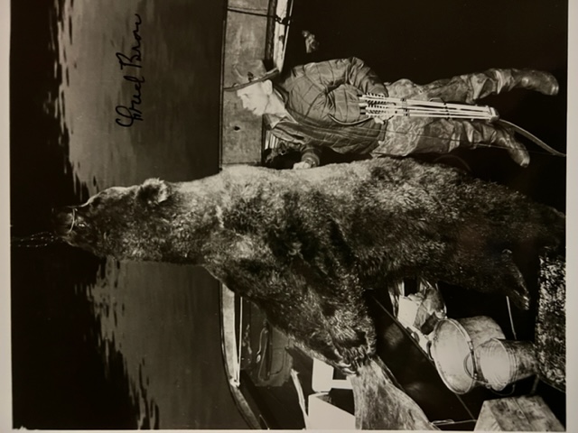 Fred Bear with a massive brown bear
