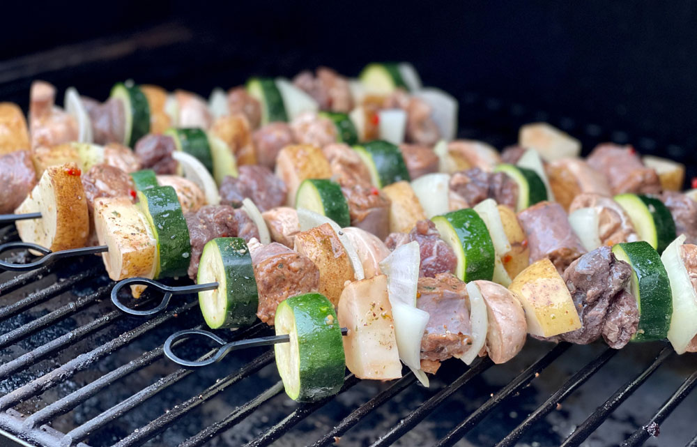 grilling kabobs