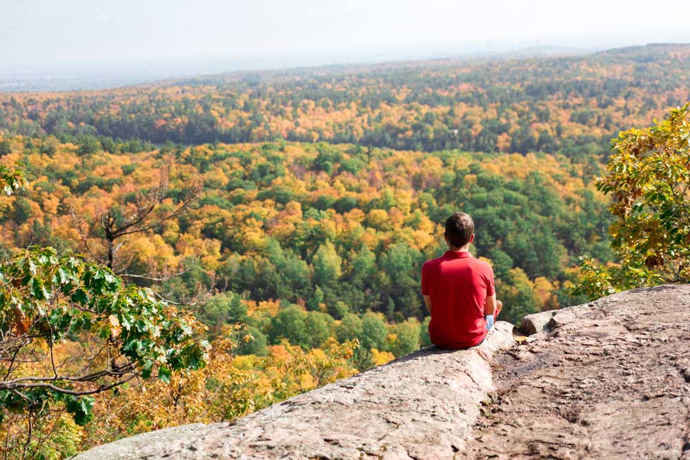 hiker on ledge