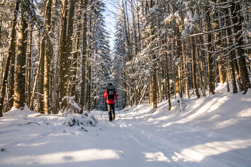 hiking in snow