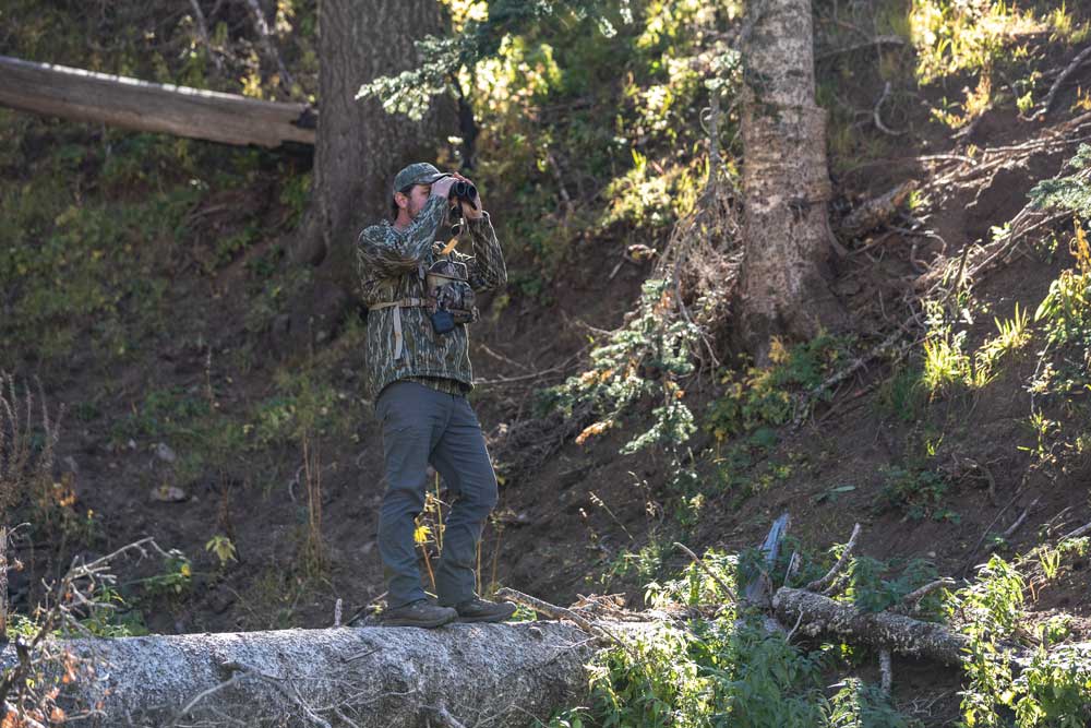 hiker scouting for wildlife