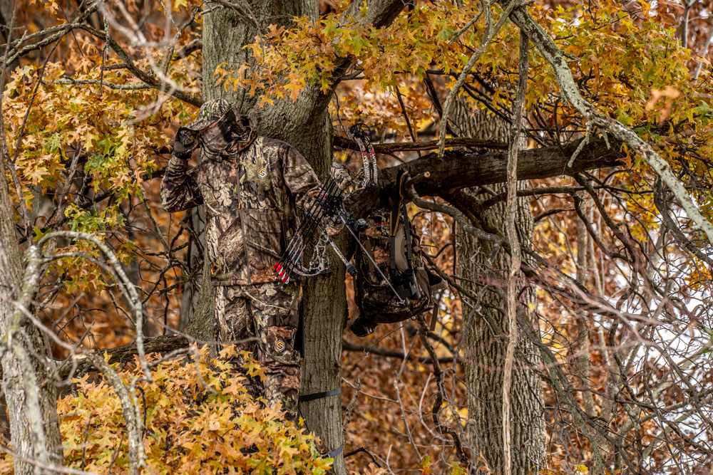 hunter in treestand bowhunting