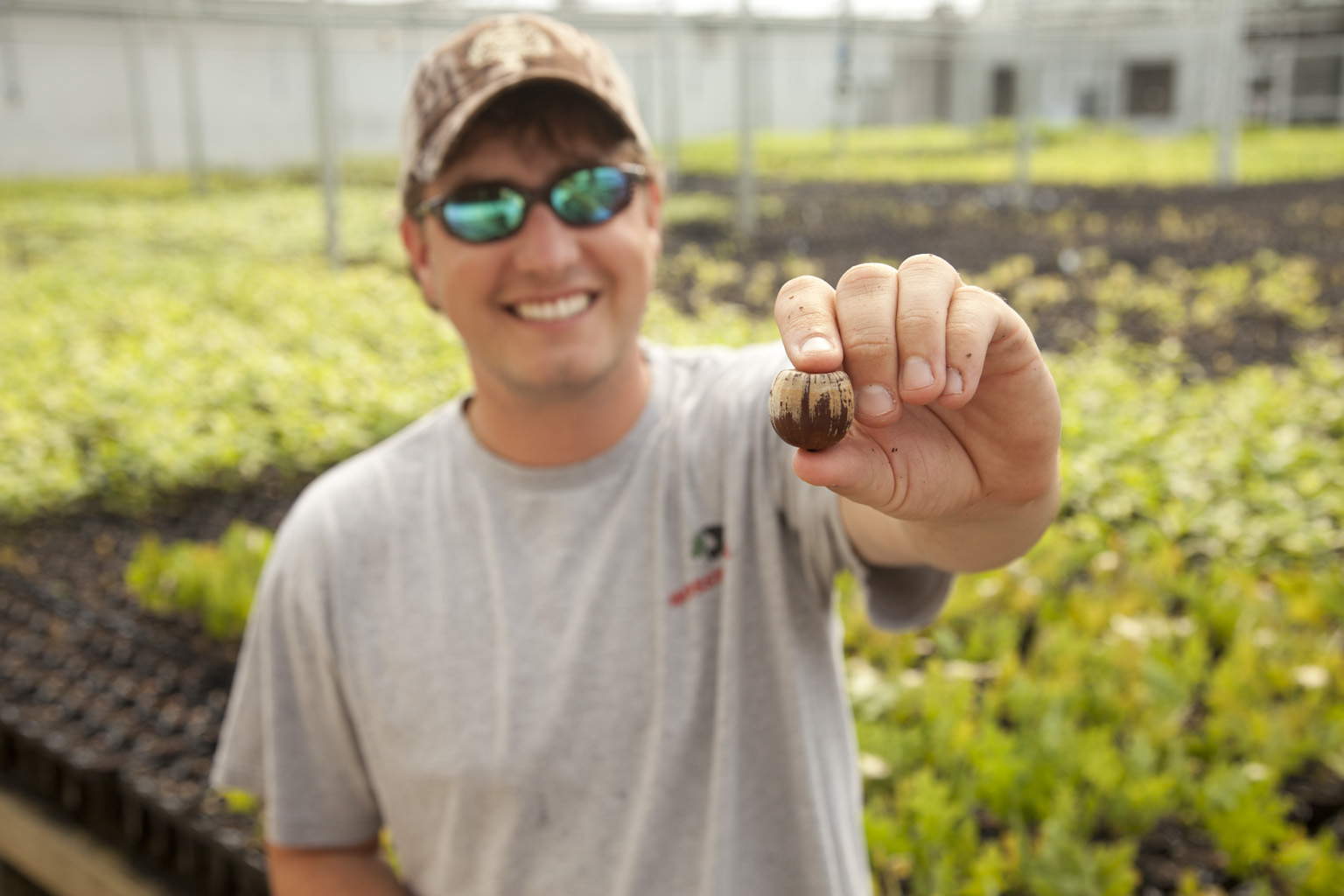 jess holds an acorn up to the camera