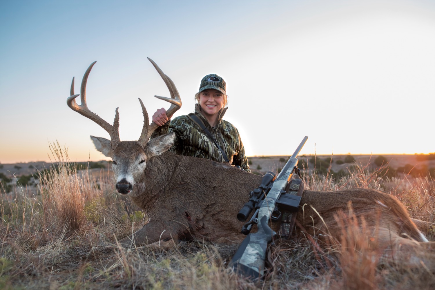 Jessi Cole holds a huge Oklahoma whitetail